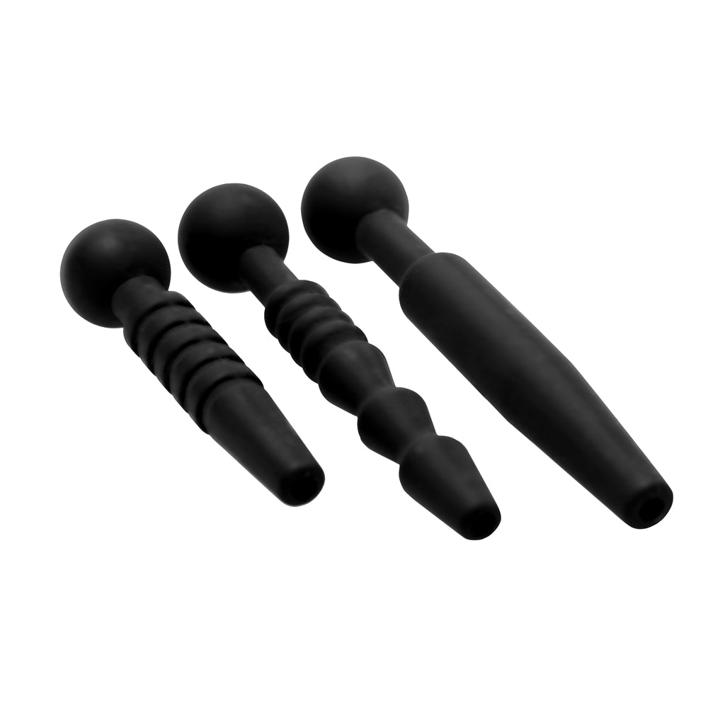 Master Series Dark Rods 3 Piece Silicone Penis Plug Set | 848518023599 | Available at EroticWarehouse.com