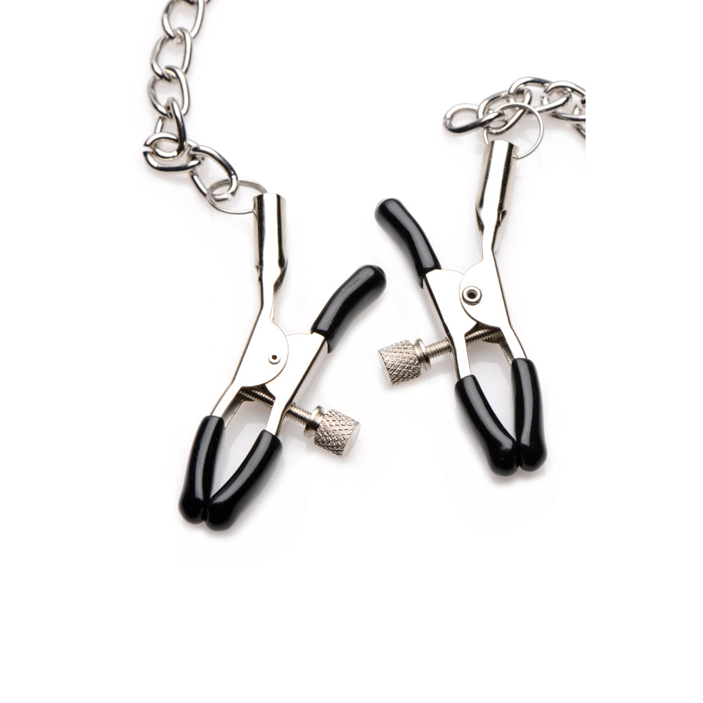 Strict Black Silicone Bit Gag With Nipple Clamps | 848518030108 | Available at EroticWarehouse.com