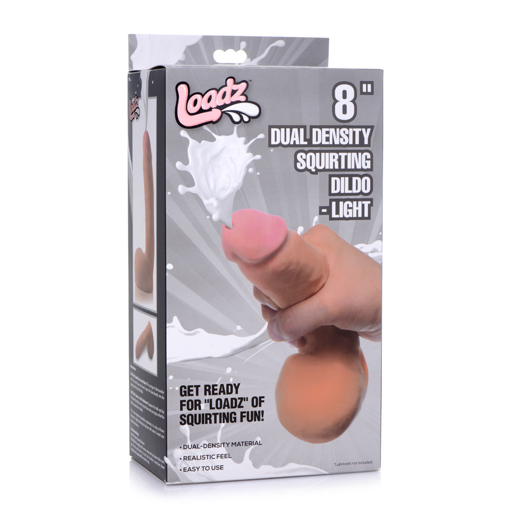 Loadz 8" Dual Density Squirting Dildo Light | 848518030153 | Available at EroticWarehouse.com