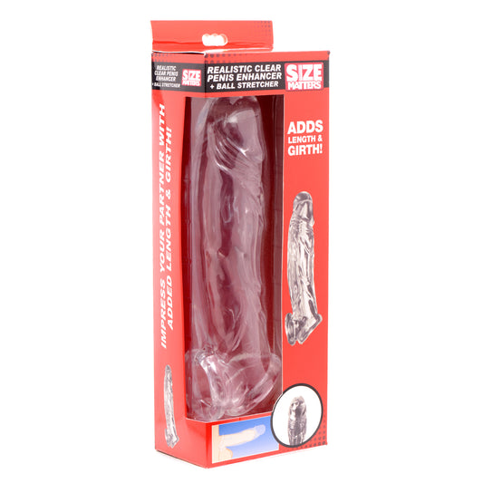 Size Matters Realistic Clear Penis Enhancer + Ball Stretcher | 848518030511 | Available at EroticWarehouse.com
