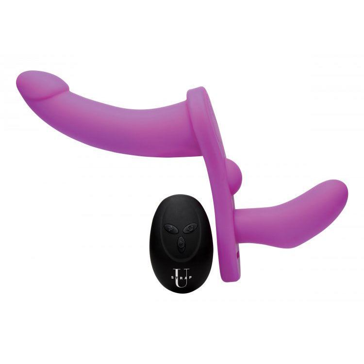 Strap U Double Take Purple 10X Vibrating Double Penetration Strap-On Harness | 848518031488 | Available at EroticWarehouse.com