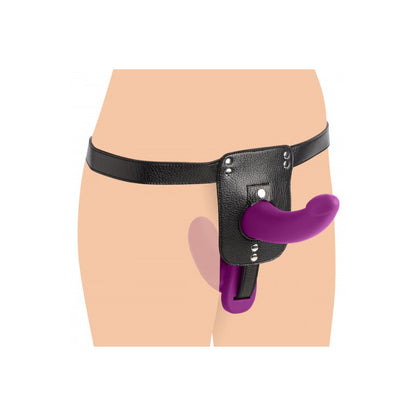 Strap U Double Take Purple 10X Vibrating Double Penetration Strap-On Harness | 848518031488 | Available at EroticWarehouse.com