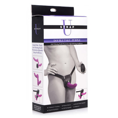 Strap U Double Take Purple 10X Vibrating Double Penetration Strap-On Harness | 848518031488 | Available at EroticWarehouse.com