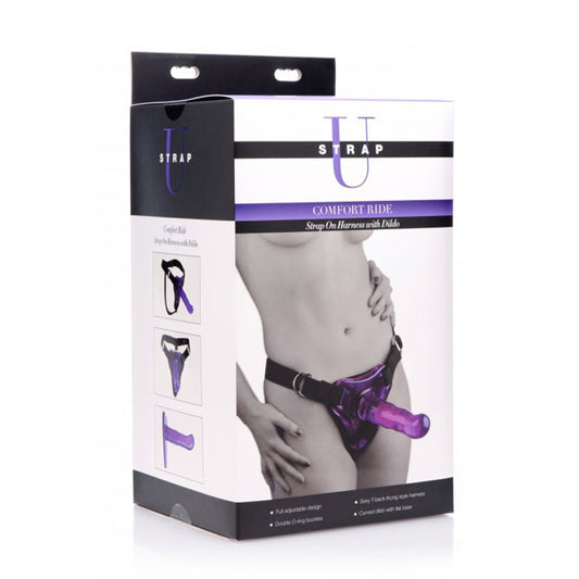 Strap U Comfort Ride Strap On Harness W/ Dildo Purple | 848518031655 | Available at EroticWarehouse.com
