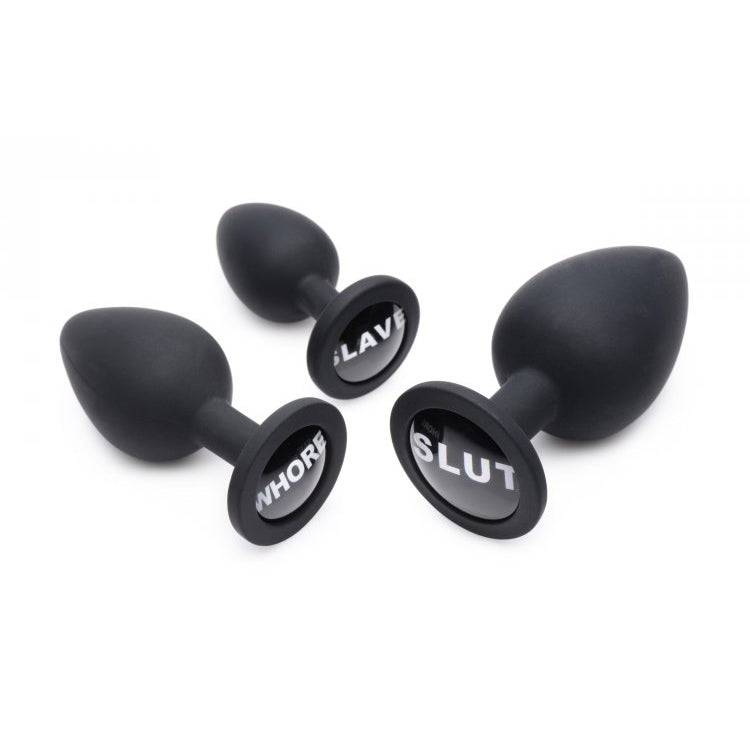 Master Series Dirty Words Silcone Anal Plug Set | 848518032218 | Available at EroticWarehouse.com
