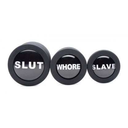 Master Series Dirty Words Silcone Anal Plug Set | 848518032218 | Available at EroticWarehouse.com