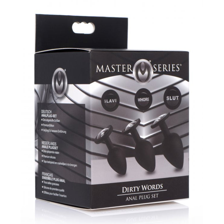 Master Series Dirty Words Silcone Anal Plug Set | 848518032218 | Available at EroticWarehouse.com