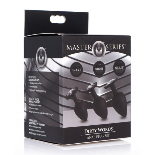 Master Series Dirty Words Silcone Anal Plug Set | 848518032218 | Available at EroticWarehouse.com