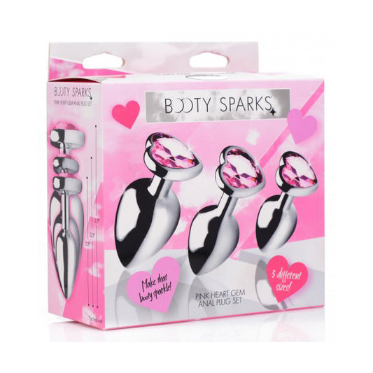 Booty Sparks Pink Heart Gem Anal Plug Set | 848518033796 | Available at EroticWarehouse.com