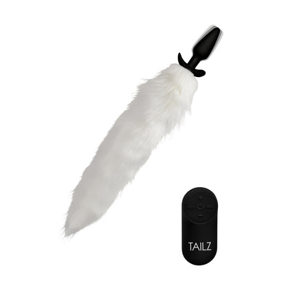 Tailz Vibrating White Fox Tail Slender Anal Plug | 848518034441 | Available at EroticWarehouse.com
