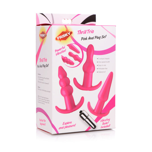 Frisky Thrill Trio Anal Plug Set Pink | 848518035066 | Available at EroticWarehouse.com