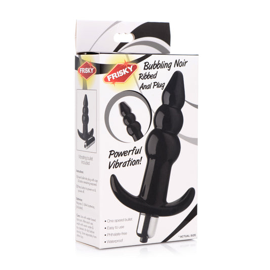 Frisky Bubbling Noir Ribbed Anal Plug | 848518035134 | Available at EroticWarehouse.com