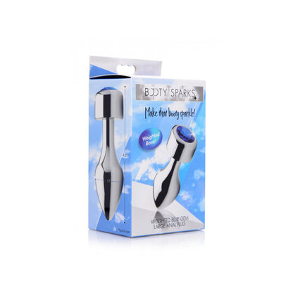 Booty Sparks Blue Gem Weighted Anal Plug Large | 848518036209 | Available at EroticWarehouse.com