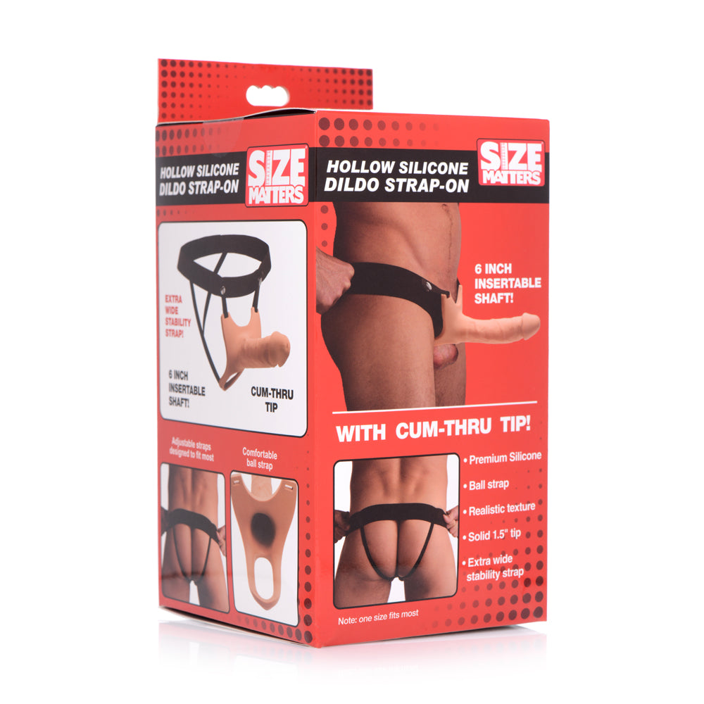 Size Matters Hollow Silicone Dildo Strap-On Flesh | 848518036476 | Available at EroticWarehouse.com