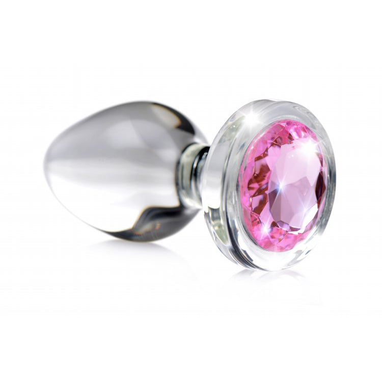 Booty Sparks Pink Gem Glass Anal Plug Small | 848518037343 | Available at EroticWarehouse.com
