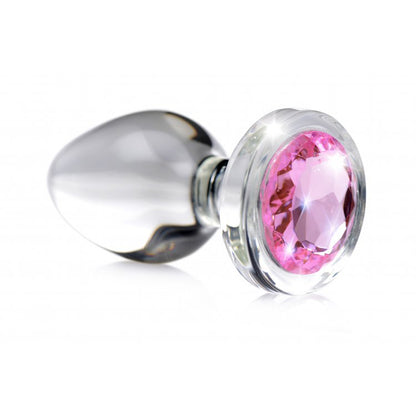 Booty Sparks Pink Gem Glass Anal Plug Medium | 848518037350 | Available at EroticWarehouse.com