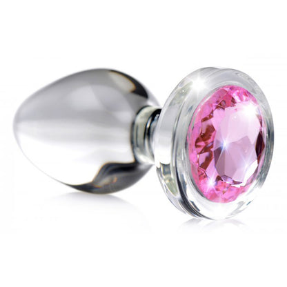 Booty Sparks Pink Gem Glass Anal Plug Large | 848518037367 | Available at EroticWarehouse.com