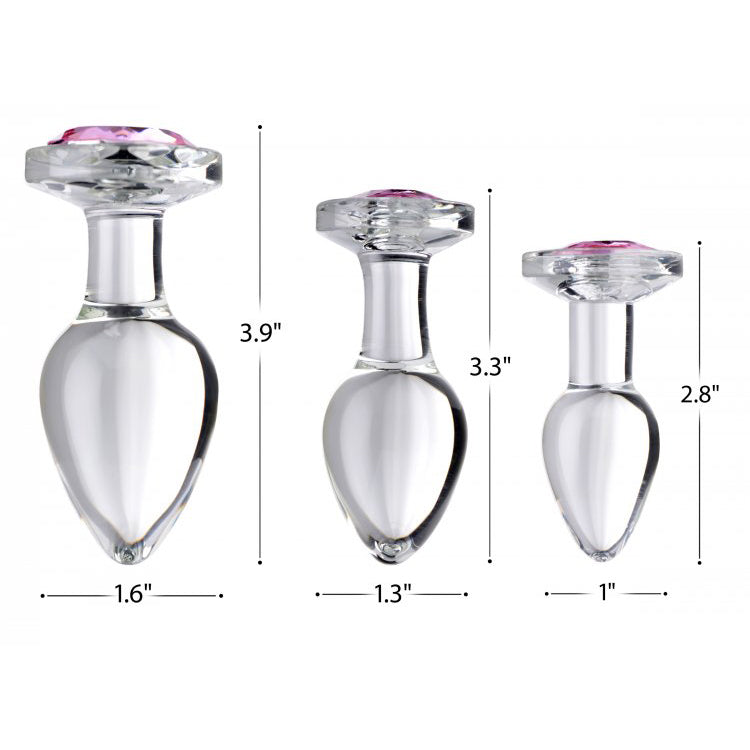 Booty Sparks Pink Gem Glass Anal Plug Large | 848518037367 | Available at EroticWarehouse.com