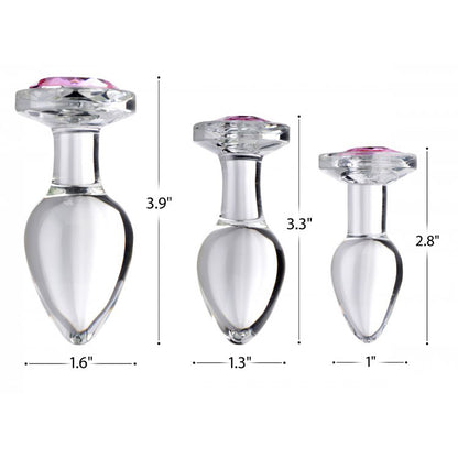 Booty Sparks Pink Gem Glass Anal Plug Large | 848518037367 | Available at EroticWarehouse.com