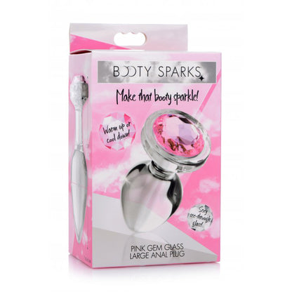 Booty Sparks Pink Gem Glass Anal Plug Large | 848518037367 | Available at EroticWarehouse.com