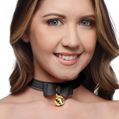 Master Series Golden Kitty Cat Bell Collar Black/Gold | 848518037572 | Available at EroticWarehouse.com
