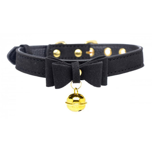 Master Series Golden Kitty Cat Bell Collar Black/Gold | 848518037572 | Available at EroticWarehouse.com