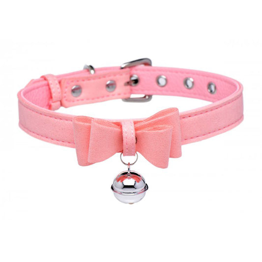 Master Series Golden Kitty Cat Bell Collar Pink/Silver | 848518037589 | Available at EroticWarehouse.com
