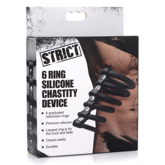 Strict 6 Ring Silicone Chastity Device | 848518037633 | Available at EroticWarehouse.com