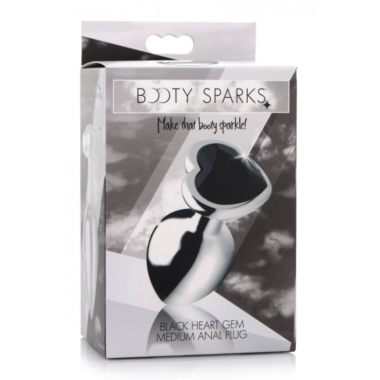 Booty Sparks Black Heart Gem Medium Anal Plug | 848518037961 | Available at EroticWarehouse.com
