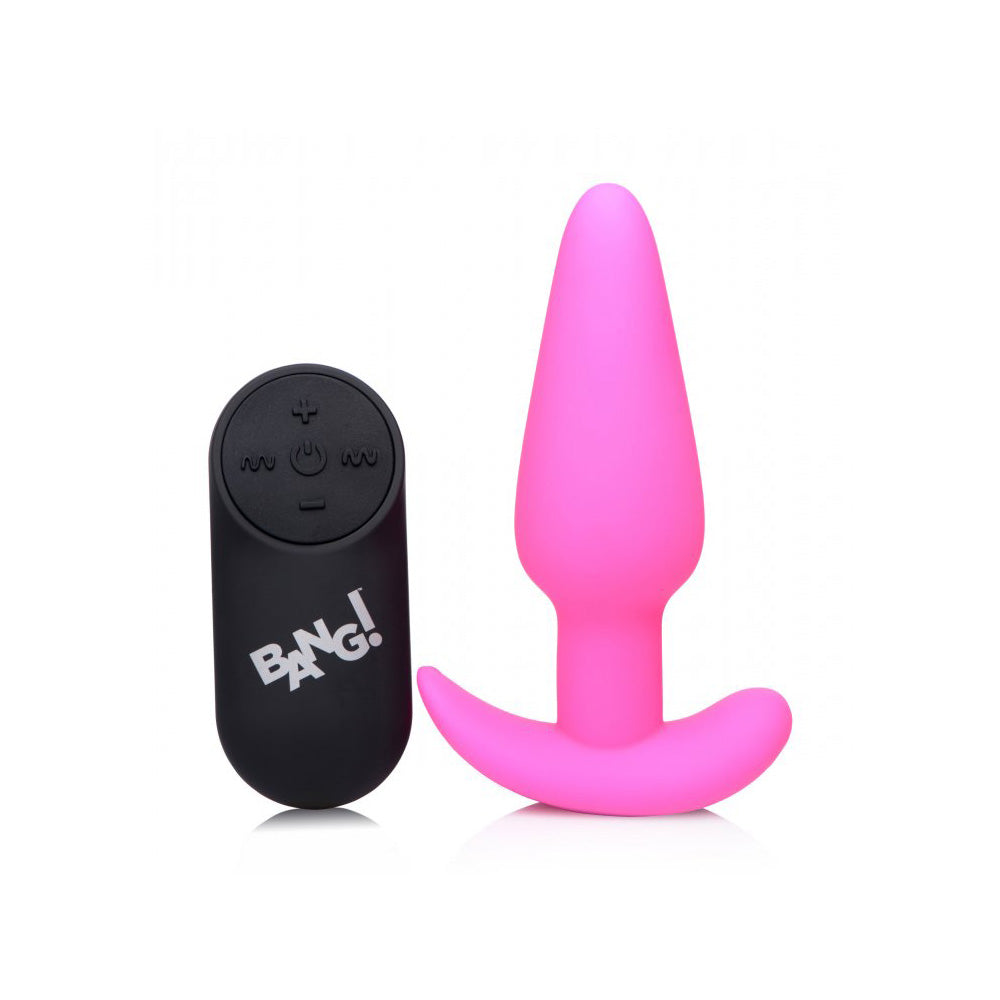 Bang! 21X Vibrating Silicone Butt Plug W/ Remote Control Pink | 848518039705 | Available at EroticWarehouse.com