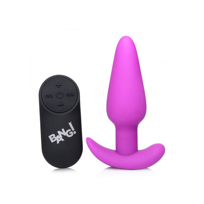 Bang! 21X Vibrating Silicone Butt Plug W/ Remote Control Purple | 848518039712 | Available at EroticWarehouse.com