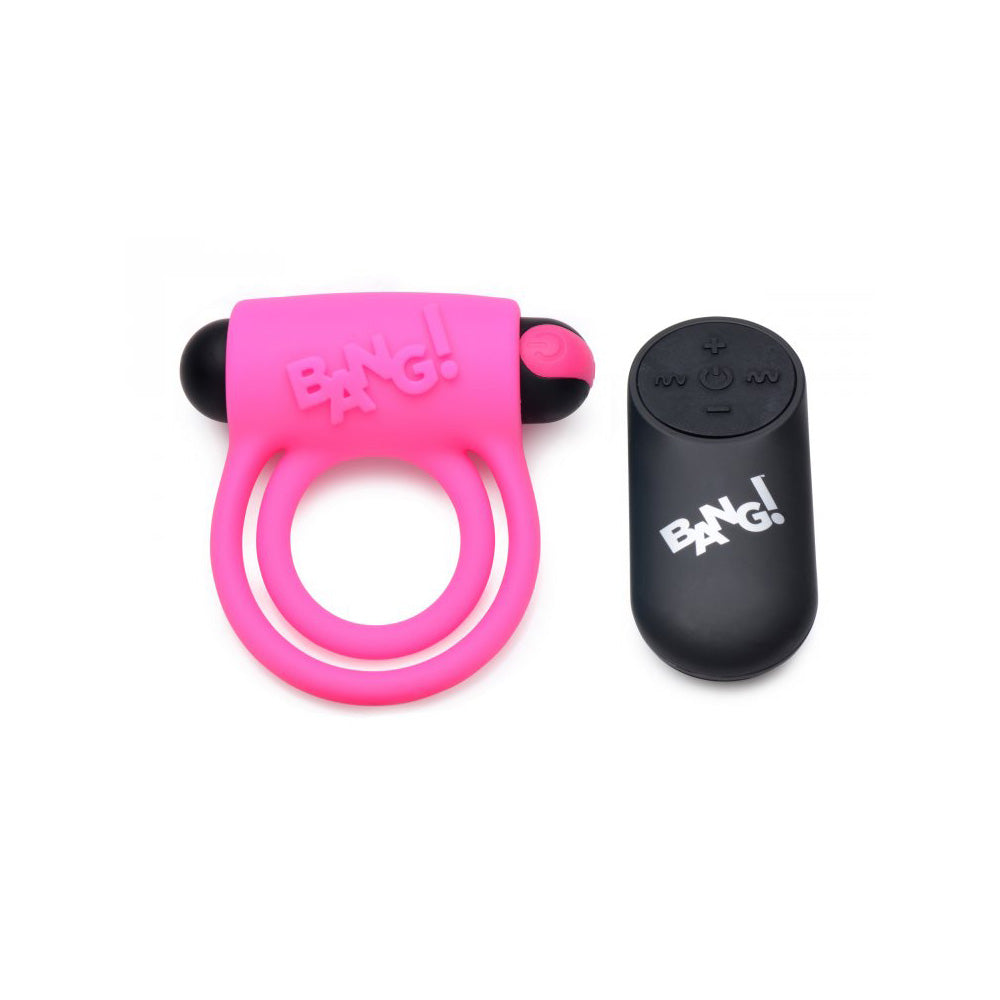 Bang! Silicone Cock Ring & Bullet W/ Remote Control Pink | 848518039842 | Available at EroticWarehouse.com