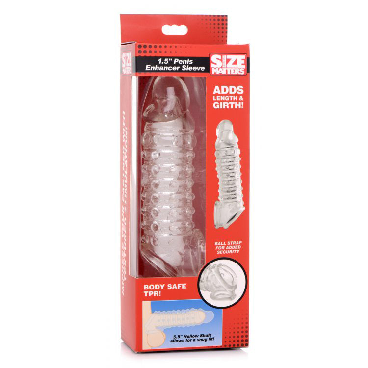 Size Matters 1.5" Penis Enhancer Sleeve Clear | 848518039910 | Available at EroticWarehouse.com