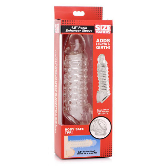 Size Matters 1.5" Penis Enhancer Sleeve Clear | 848518039910 | Available at EroticWarehouse.com