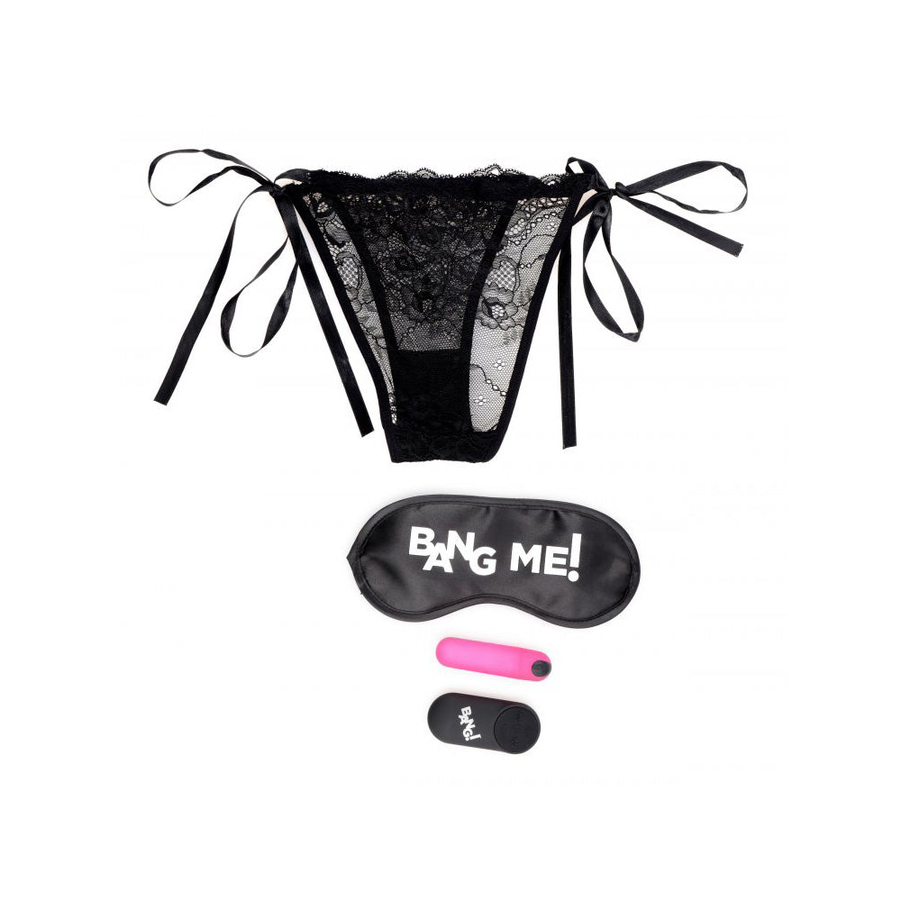 Bang! Power Panty Lace Panties, Bullet, & Blindfold Kit Pink | 848518039958 | Available at EroticWarehouse.com