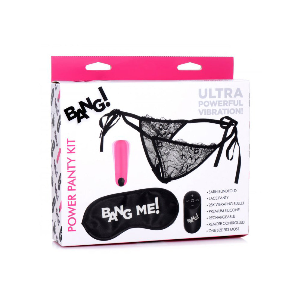 Bang! Power Panty Lace Panties, Bullet, & Blindfold Kit Pink | 848518039958 | Available at EroticWarehouse.com