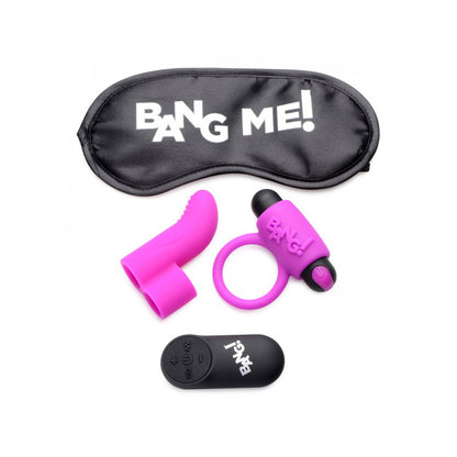 Bang! Couple's Love Ring, Finger Vibe, Bullet, & Blindfold Kit Purple | 848518039965 | Available at EroticWarehouse.com