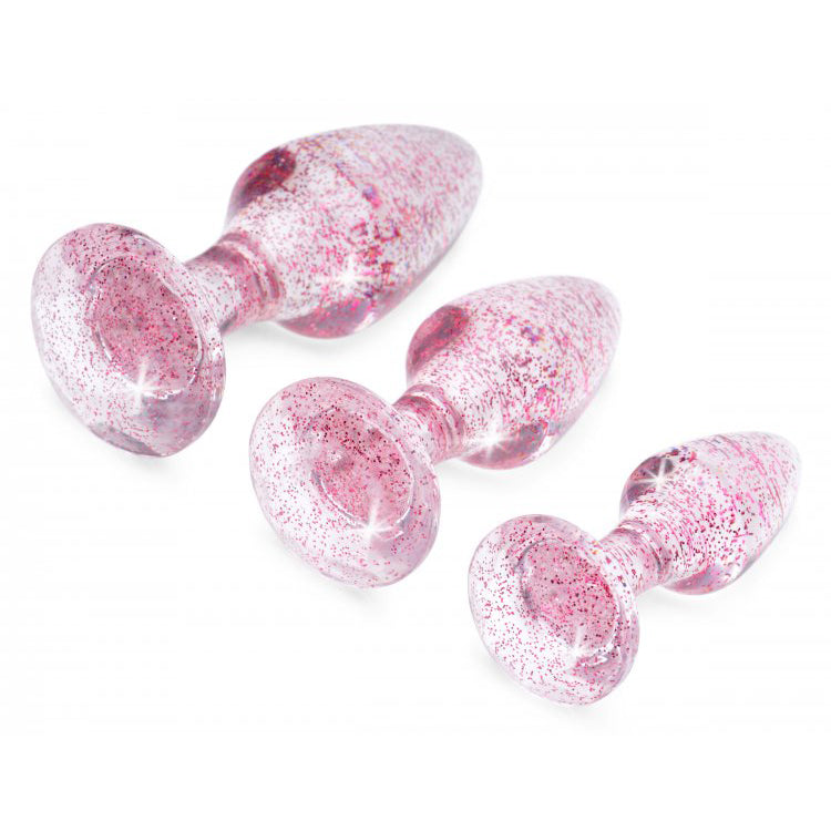 Booty Sparks Glitter Gem Anal Plug Set Pink | 848518040015 | Available at EroticWarehouse.com