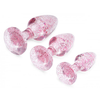 Booty Sparks Glitter Gem Anal Plug Set Pink | 848518040015 | Available at EroticWarehouse.com