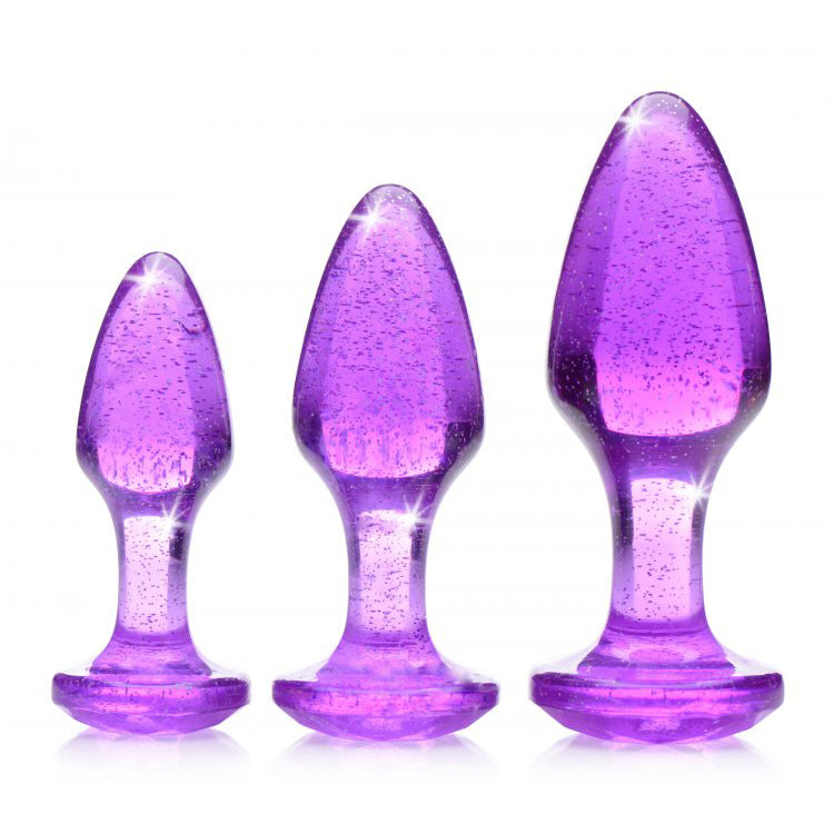 Booty Sparks Glitter Gem Anal Plug Set Purple | 848518040022 | Available at EroticWarehouse.com