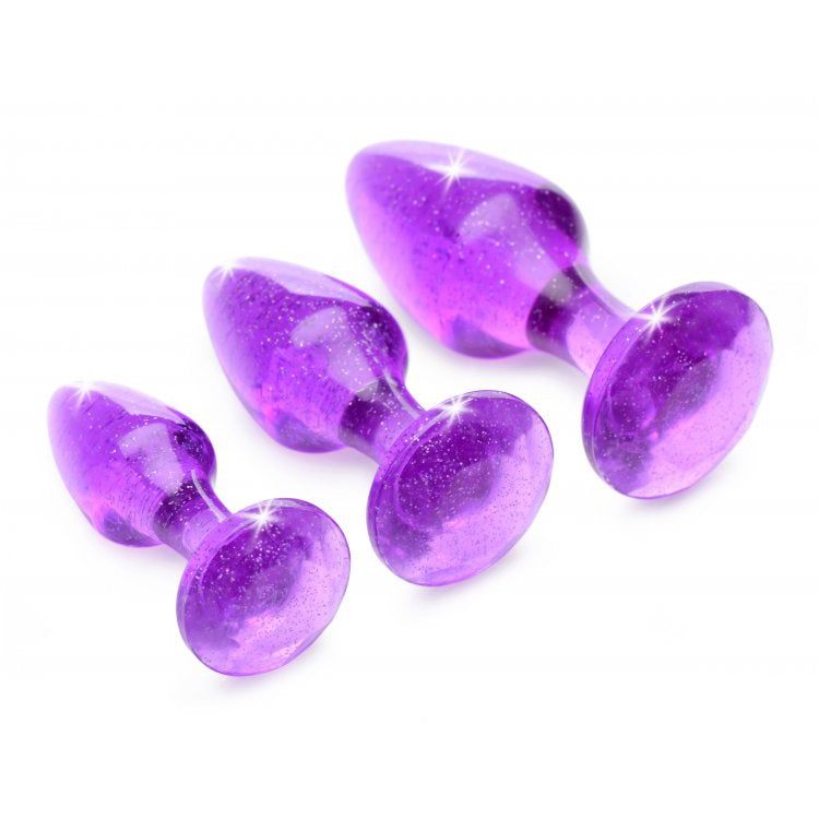 Booty Sparks Glitter Gem Anal Plug Set Purple | 848518040022 | Available at EroticWarehouse.com