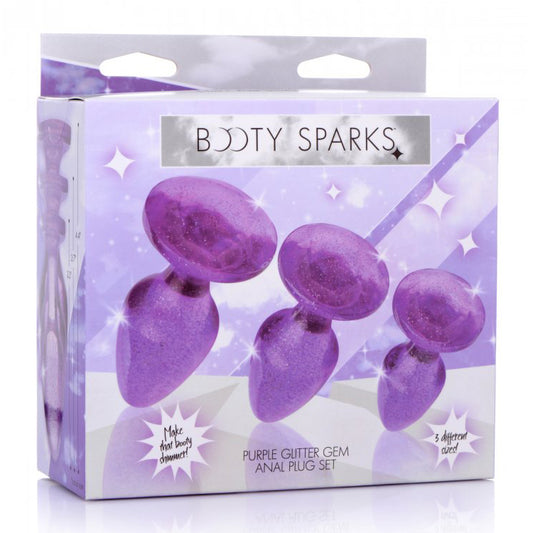 Booty Sparks Glitter Gem Anal Plug Set Purple | 848518040022 | Available at EroticWarehouse.com
