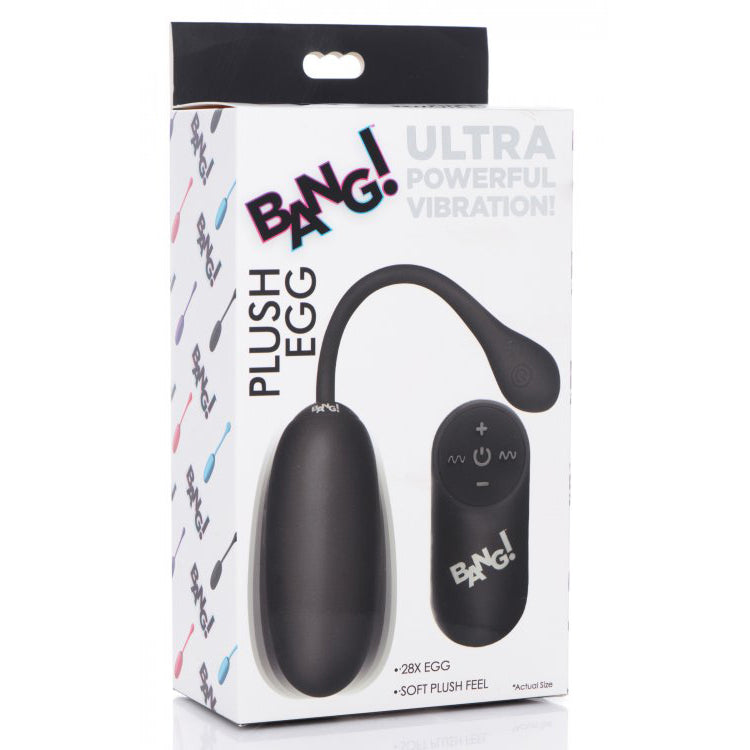 Bang! 28X Plush Egg & Remote Control Black | 848518040084 | Available at EroticWarehouse.com