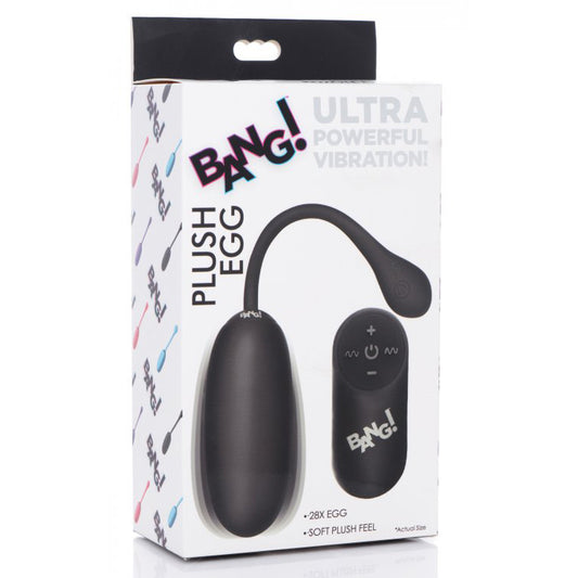 Bang! 28X Plush Egg & Remote Control Black | 848518040084 | Available at EroticWarehouse.com