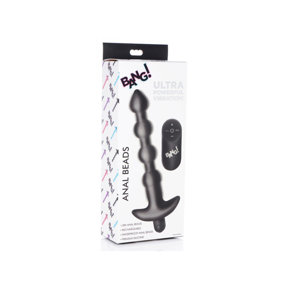 Bang! Vibrating Silicone Anal Beads & Remote Control Black | 848518041821 | Available at EroticWarehouse.com