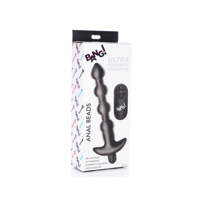 Bang! Vibrating Silicone Anal Beads & Remote Control Black | 848518041821 | Available at EroticWarehouse.com