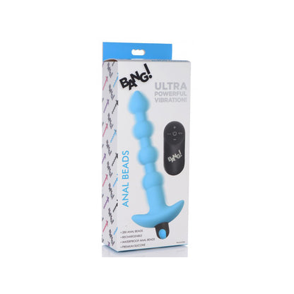 Bang! Vibrating Silicone Anal Beads & Remote Control Blue | 848518041838 | Available at EroticWarehouse.com