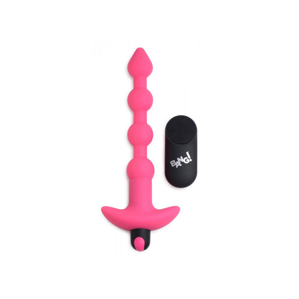 Bang! Vibrating Silicone Anal Beads & Remote Control Pink | 848518041845 | Available at EroticWarehouse.com