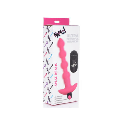 Bang! Vibrating Silicone Anal Beads & Remote Control Pink | 848518041845 | Available at EroticWarehouse.com