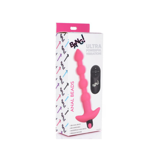 Bang! Vibrating Silicone Anal Beads & Remote Control Pink | 848518041845 | Available at EroticWarehouse.com